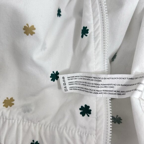 Denim & Flower Ricky Singh Green Shamrock Print Zip Up Jacket White Men's Size L - Picture 11 of 12